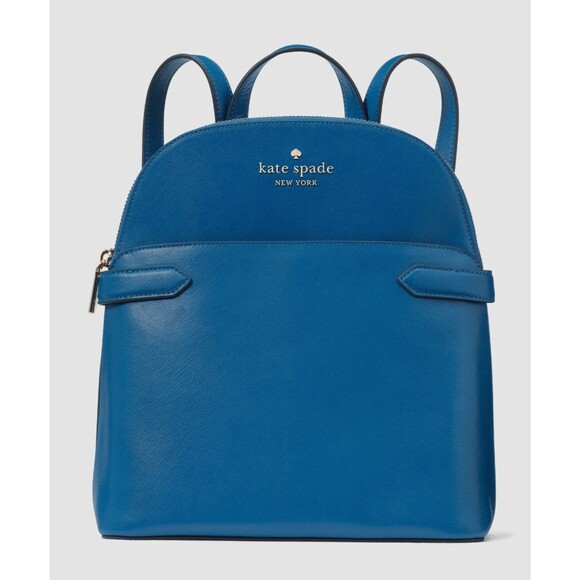 New Kate Spade Staci Saffiano Leather Dome Backpack Sapphire Ice - Picture 1 of 5